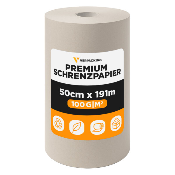 Schrenzpapier Rolle 50 cm x 191 m Packpapier 100 g/m²