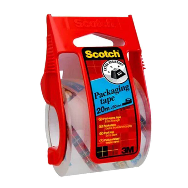 Paketband 50 mm x 20 m im Handabroller E5020D Extra Stark transparent - Scotch