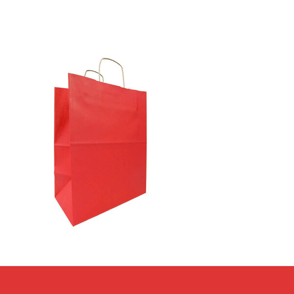 Paper bags with cord 24 x 18 x 8 cm - paper carrier bags red