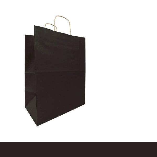 Papiertüten schwarz 33x24x11 cm 8,7 Liter Papiertragetaschen mit Kordel