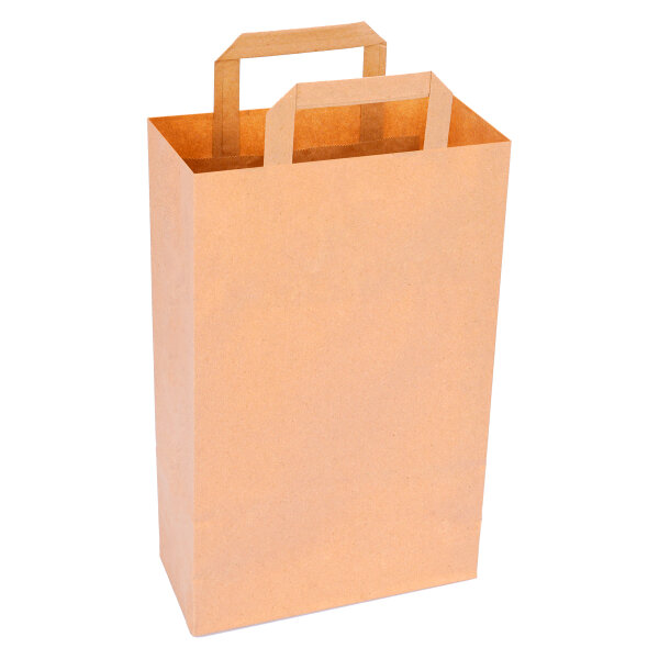 Paper carrier bag with flat handle - paper bags 36 x 22 x 10 cm brown