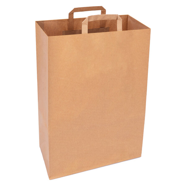 Paper carrier bag with flat handle - paper bags 45 x 32 x16 cm brown