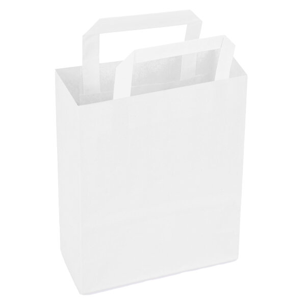 BIO Papiertragetaschen weiß 22x18x8 cm Kraftpapier mit Flachhenkel