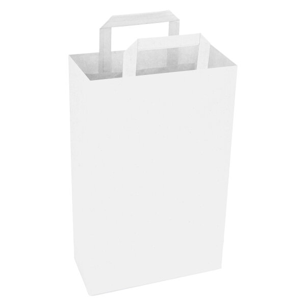 BIO Papiertragetaschen weiß 36x22x10 cm Kraftpapier mit Flachhenkel