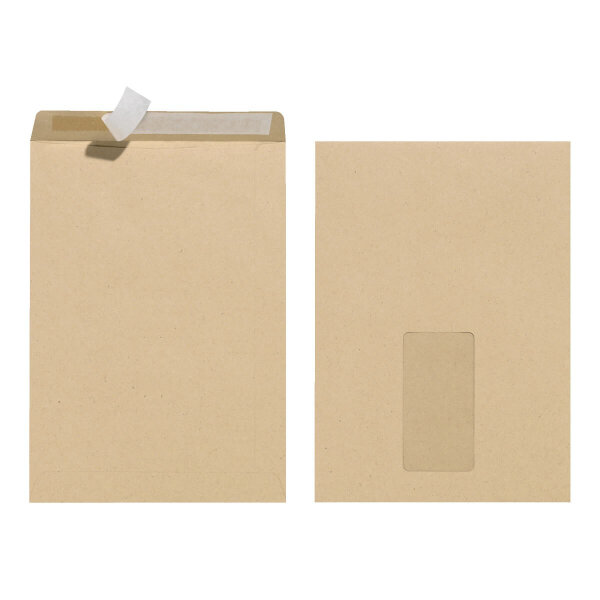 10x Versandtasche C5 162x229 mm Recyclingpapier DIN A5 90 g/m² mit Fenster haftklebend braun - Herlitz