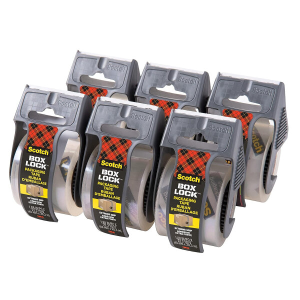 6x packing tape Box Lock 48 mm x 20,3 m in dispenser 195-6-EF extra strong crystal clear - Scotch