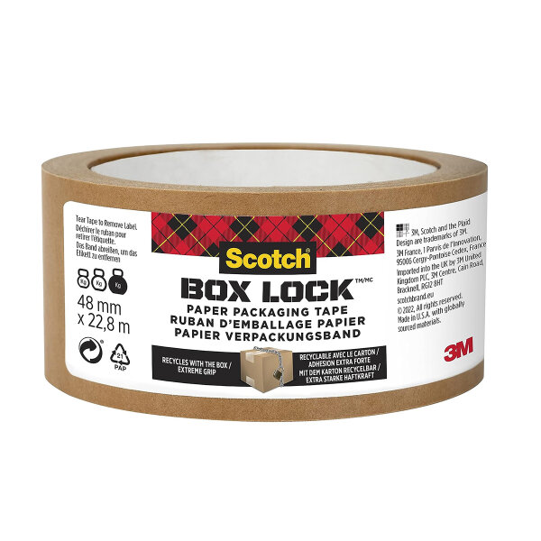 Papierklebeband Box Lock 48 mm x 22,8 m 7850-23-EF-8GC braun - Scotch