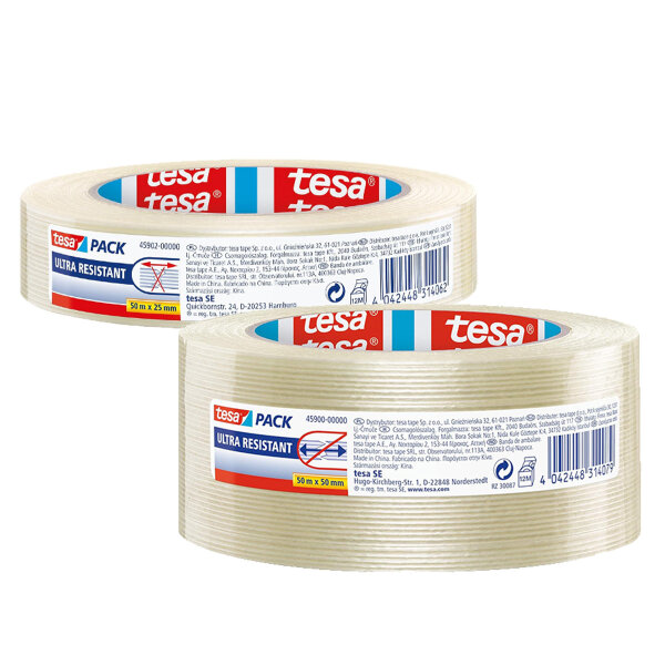 tesapack Ultra Resistant filament tape glass fiber reinforced transparent