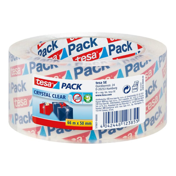 tesapack Packband Crystal Clear 50 mm x 66 m transparent