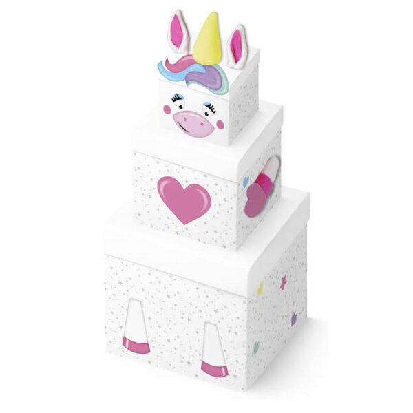 Clairefontaine gift boxes stackable, gift box - set of 3 Unicorn