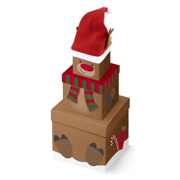 Clairefontaine gift boxes stackable, gift box - set of 3 reindeer