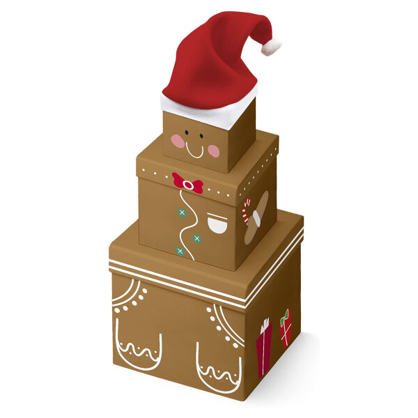 Clairefontaine gift boxes stackable, gift box - set of 3 gingerbread