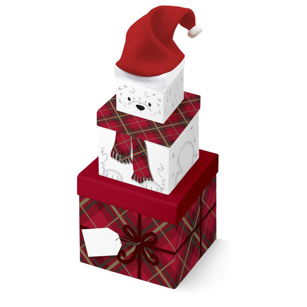 Clairefontaine Geschenkboxen stapelbar, Geschenkverpackung - 3er Set Eisbär