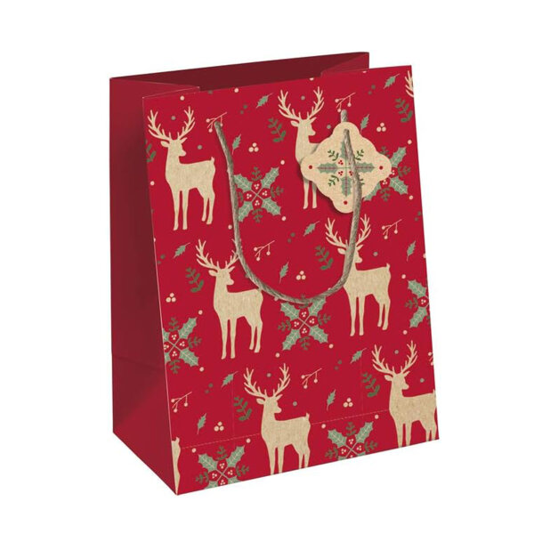 Clairefontaine gift bag 22 x 17 x 6 cm - Christmas Reindeer Home Red