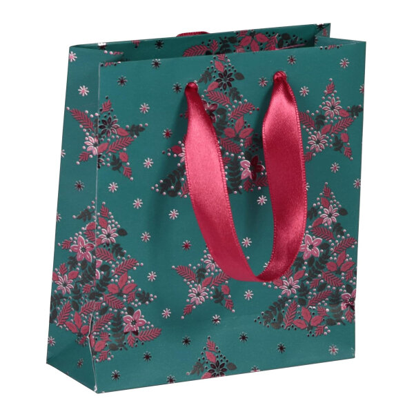 Clairefontaine Geschenktüte mit Satinband 13,5 x 12 x 4,5 cm - Weihnachten Velvet
