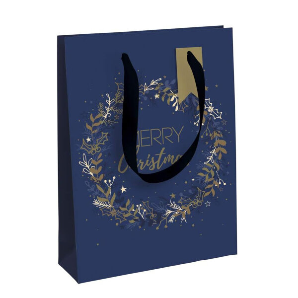 Clairefontaine Geschenktüte mit Satinband 33 x 26,5 x 14 cm - Weihnachten Sternnacht