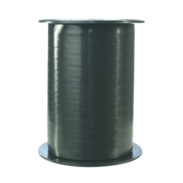 Gift ribbon on spool 7 mm x 500 m - smooth glossy black