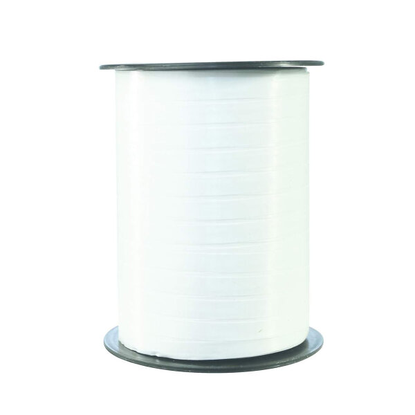 Geschenkband auf Spule 7 mm x 500 m - glatt glänzend weiß