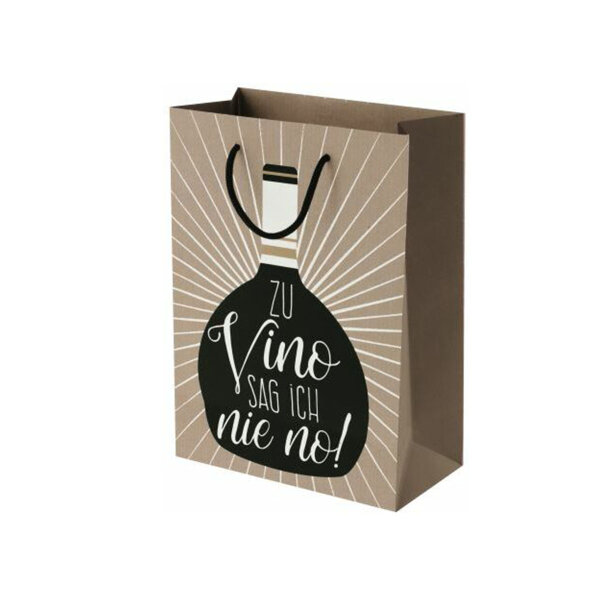 Geschenktasche 16 x 22 x 8 cm aus stabilen Kraftpapier mit Tragekordel Vino - Susy Card