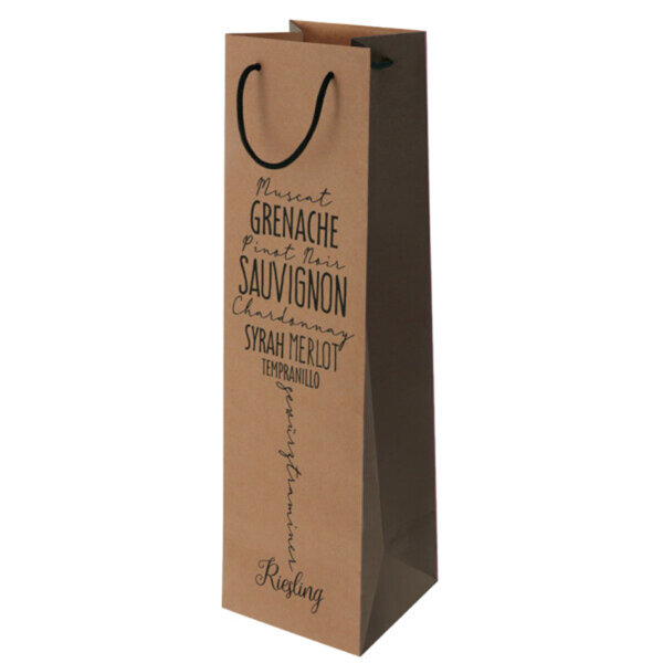 Geschenktasche für Flaschen 10,5 x 36 x 10 cm aus Kraftpapier mit Tragekordel Wine glass - Susy Card