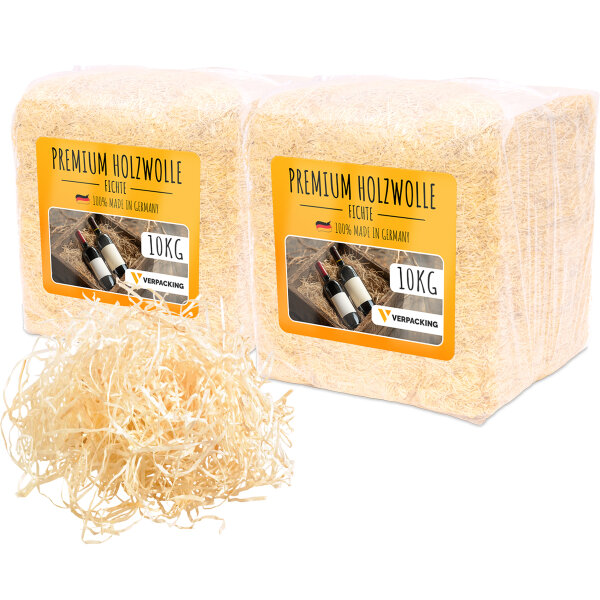 Holzwolle Füllmaterial Fichte 20 kg für Geschenke und Pakete Deko - Premium Qualität