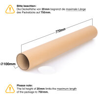 Versandhülse mit den Maßen 750x100 mm, Hersteller: verpacking (Ansicht 1)
