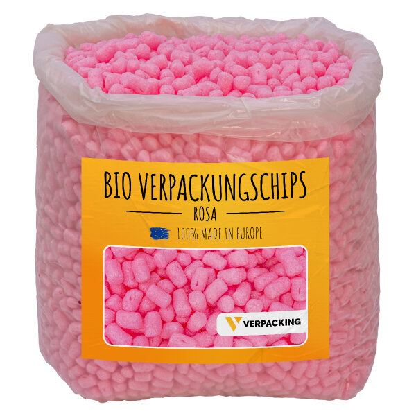 BIO packing peanuts made of corn starch in liters, pink