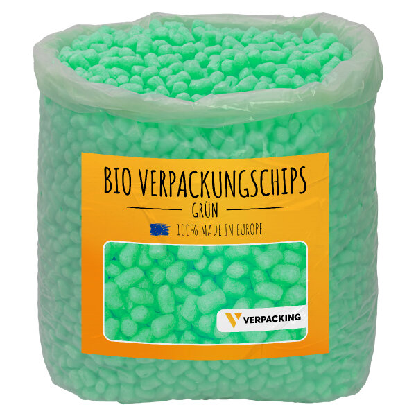 BIO Verpackungschips aus Maisstärke in Liter Grün