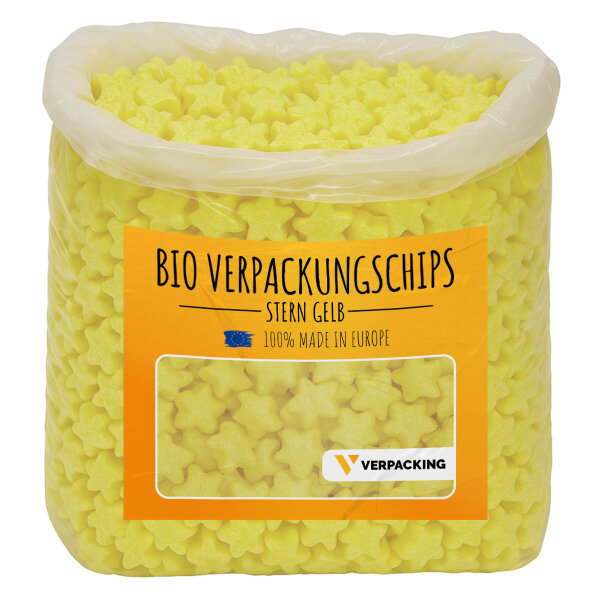 BIO packing peanuts made of corn starch in liters, yellow (star)