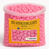 BIO packing peanuts made of corn starch in liters, pink...
