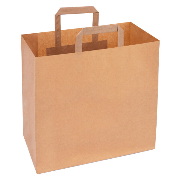 Paper carrier bag with flat handle 25 x 26 x 17 cm - brown