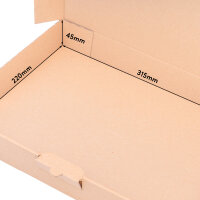 Maxi Letter Carton in Brown with dimensions 320x225x50 mm, DIN A4, FEFCO 0426, Brand: verpacking (View 2)
