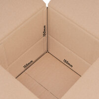 Faltkarton in Braun mit den Maßen 150x150x150 mm, FEFCO 0201, Hersteller: verpacking (Ansicht 3)