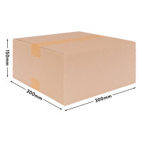 Faltkarton in Braun mit den Maßen 300x300x150 mm, FEFCO 0201, Hersteller: verpacking (Ansicht 1)