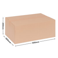 Faltkarton in Braun mit den Maßen 500x300x200 mm, FEFCO 0201, Hersteller: verpacking (Ansicht 1)