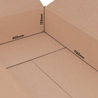 Faltkarton in Braun mit den Maßen 1100x400x150 mm, FEFCO 0201, Hersteller: verpacking (Ansicht 2)