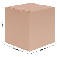 Faltkarton in Braun mit den Maßen 200x200x200 mm, FEFCO 0201, Hersteller: verpacking (Ansicht 1)