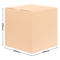 Faltkarton in Braun mit den Maßen 500x500x500 mm, FEFCO 0201, Hersteller: verpacking (Ansicht 2)