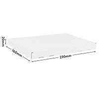 Large Letter Carton in White with dimensions 230x160x20 mm, DIN A5, FEFCO 0427, Brand: verpacking (View 2)