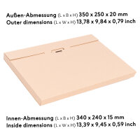 Großbriefkarton in Braun mit den Maßen 350x250x20 mm, FEFCO 0402, Hersteller: verpacking (Ansicht 1)