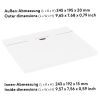 Großbriefkarton in Weiß mit den Maßen 245x195x20 mm, FEFCO 0402, Hersteller: verpacking (Ansicht 1)