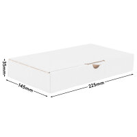 Maxi Letter Carton in White with dimensions 225x145x35 mm, DIN A5, FEFCO 0426, Brand: verpacking (View 1)
