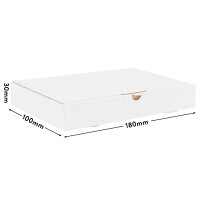 Maxi Letter Carton in White with dimensions 180x100x30 mm, DIN A6 / B6, FEFCO 0426, Brand: verpacking (View 1)