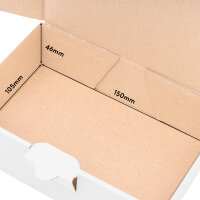 Maxi Letter Carton in White with dimensions 160x110x50 mm, DIN A6, FEFCO 0426, Brand: verpacking (View 2)