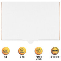 Maxi Letter Carton in White with dimensions 160x110x50 mm, DIN A6, FEFCO 0426, Brand: verpacking (View 4)