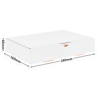 Maxibriefkarton in Weiß mit den Maßen 240x160x45 mm, FEFCO 0426, Hersteller: verpacking  (Hauptbild)