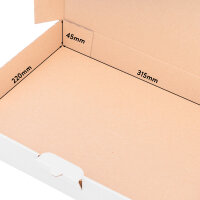 Maxi Letter Carton in White with dimensions 320x225x50 mm, DIN A4, FEFCO 0426, Brand: verpacking (View 2)