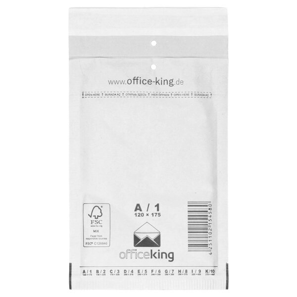 100x Luftpolstertaschen A1 120x175 mm DIN A6 - officeking weiß