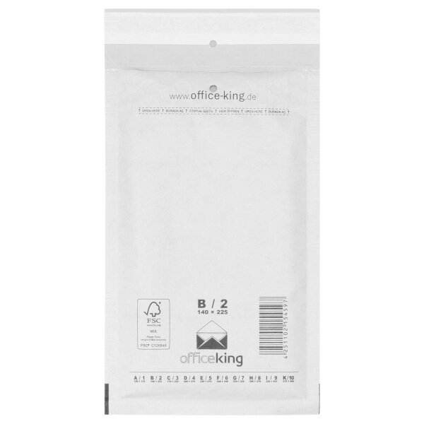100x Bubble mailers B2 140x225 mm - officeking white