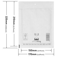 Luftpolstertasche in Weiß mit den Maßen 225x170 mm, Hersteller: officeking (Ansicht 1)